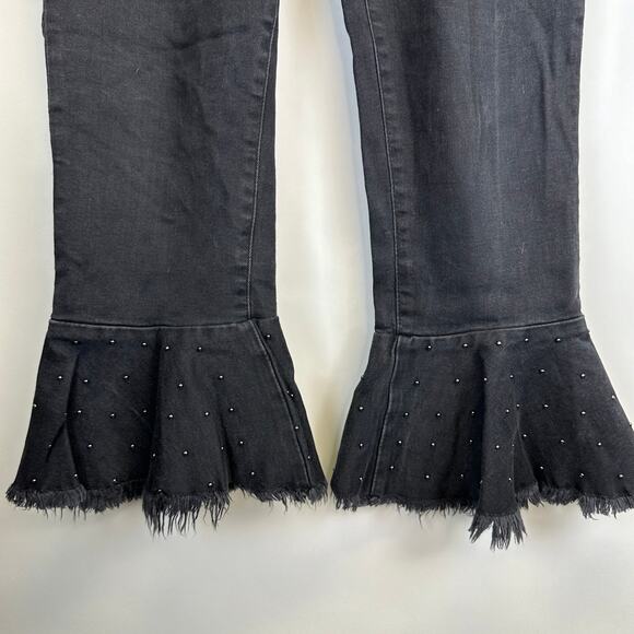 Pilcro Letterpress Anthropologie Black Crop Embellished Jeans Womens Size 29 - Picture 6 of 16